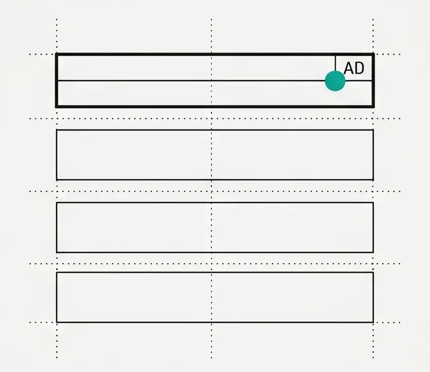 A list of search results with the ad on top