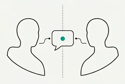 Two people talking through one chat bubble