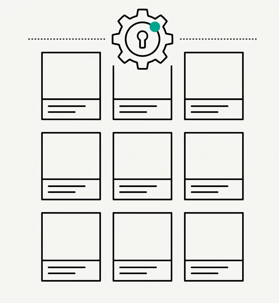 A gear producing a grid of posts