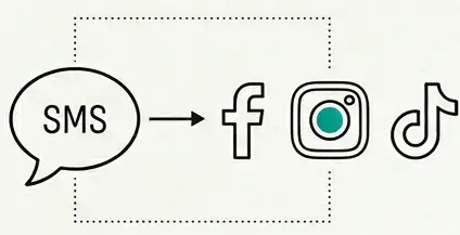 An SMS pointing to Facebook, Instagram and TikTok